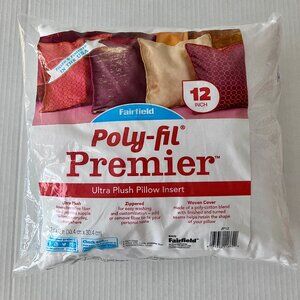 White 12" Zippered Poly Fill Premiere Pillow Insert NEW